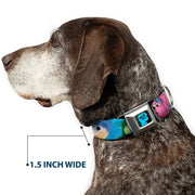INSIDE OUT/Riley Silhouette Full Color Black/Sparkle Blue Seatbelt Buckle Collar - INSIDE OUT 6-Character Pose Sparkle Blue/White