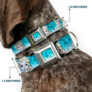 Snowflakes Frozen Art Collection Full Color Blues/White Seatbelt Buckle Collar - Anna/Snowflakes Frozen Art Collection Poses