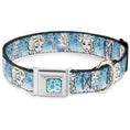 Load image into Gallery viewer, Snowflakes Frozen Art Collection Full Color Blues/White Seatbelt Buckle Collar - Anna/Snowflakes Frozen Art Collection Poses
