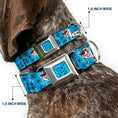 Load image into Gallery viewer, Frozen Cloud/Heart Raindrop Sketch Full Color Blues/Black Seatbelt Buckle Collar - Olaf Heart Raindrop Sketch Blues/Black
