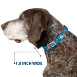 Frozen Cloud/Heart Raindrop Sketch Full Color Blues/Black Seatbelt Buckle Collar - Olaf Heart Raindrop Sketch Blues/Black