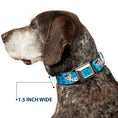 Load image into Gallery viewer, Frozen Cloud/Heart Raindrop Sketch Full Color Blues/Black Seatbelt Buckle Collar - Olaf Heart Raindrop Sketch Blues/Black
