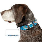 Frozen Cloud/Heart Raindrop Sketch Full Color Blues/Black Seatbelt Buckle Collar - Olaf Heart Raindrop Sketch Blues/Black