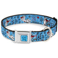 Load image into Gallery viewer, Frozen Cloud/Heart Raindrop Sketch Full Color Blues/Black Seatbelt Buckle Collar - Olaf Heart Raindrop Sketch Blues/Black
