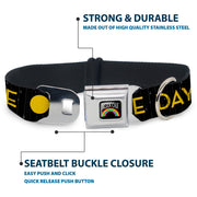 INSIDE OUT Rainbow Full Color Black/White/Multi Color Seatbelt Buckle Collar - Joy Poses/Rain ONE OF THOSE DAYS Black/Gray/Blues/Yellow