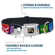 INSIDE OUT Rainbow Full Color Black White Multi Color Seatbelt Buckle Collar - Inside Out 6-Character Esxpression Blocks Purple/Multi Color