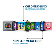 INSIDE OUT Rainbow Full Color Black White Multi Color Seatbelt Buckle Collar - Inside Out 6-Character Esxpression Blocks Purple/Multi Color