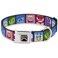 Load image into Gallery viewer, INSIDE OUT Rainbow Full Color Black White Multi Color Seatbelt Buckle Collar - Inside Out 6-Character Esxpression Blocks Purple/Multi Color
