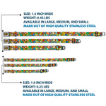 WE Wilderness Explorers Badge Full Color Black Seatbelt Buckle Collar - Stacked Wilderness Explorers Badges