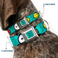 Load image into Gallery viewer, BAYMAX Hanko Full Color Turquoise Black Seatbelt Buckle Collar - Baymax/Mood Expressions/Baymax Scattered Turquoise
