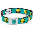 Load image into Gallery viewer, BAYMAX Hanko Full Color Turquoise Black Seatbelt Buckle Collar - Baymax/Mood Expressions/Baymax Scattered Turquoise
