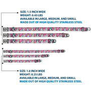 Princess Rose Full Color Grays/White/Black Seatbelt Buckle Collar - Princess Sketch Poses/Floral Collage Pinks/Grays