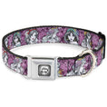Load image into Gallery viewer, Princess Rose Full Color Grays/White/Black Seatbelt Buckle Collar - Princess Sketch Poses/Floral Collage Pinks/Grays
