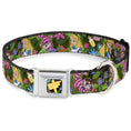 Load image into Gallery viewer, Alice in Wonderland THIS WAY Sign/Flowers Full Color Seatbelt Buckle Collar - Alice & Cheshire Cat Poses/Flowers
