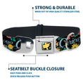 Load image into Gallery viewer, Alice in Wonderland THIS WAY Sign/Flowers Full Color Seatbelt Buckle Collar - CURIOUSER AND CURIOUSER/Flowers of Wonderland Collage
