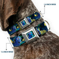 Load image into Gallery viewer, Dory Pose2/Swirls Full Color Blues/Yellows Seatbelt Buckle Collar - Dory Poses/Swirls Blues/Yellows
