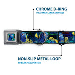 Dory Pose2/Swirls Full Color Blues/Yellows Seatbelt Buckle Collar - Dory Poses/Swirls Blues/Yellows