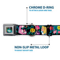 Load image into Gallery viewer, Alice in Wonderland DRINK ME Bottle Full Color Seatbelt Buckle Collar - Alice/Cheshire Cat/Flowers Poses Black/Multi Color
