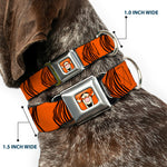 Tigger Face CLOSE-UP Full Color Orange Seatbelt Buckle Collar - Tigger Stripes Orange/Black