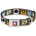 Load image into Gallery viewer, WALL-E Logo Full Color Black Red White Seatbelt Buckle Collar - WALL-E & EVE Pose/Face Hazard Blocks Gray/Yellow/Black
