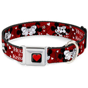 Heart Full Color Black/Red Seatbelt Buckle Collar - Mickey & Minnie HUGS & KISSES Poses Reds/White