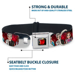Descendants Apple Full Color Black/Red/Gold Seatbelt Buckle Collar - Descendants 11-Character Group Pose Reds/Gray