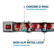 Descendants Apple Full Color Black/Red/Gold Seatbelt Buckle Collar - Descendants 11-Character Group Pose Reds/Gray