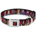 Load image into Gallery viewer, Descendants Apple Full Color Black/Red/Gold Seatbelt Buckle Collar - Descendants 11-Character Group Pose Reds/Gray
