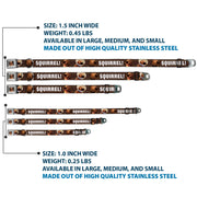 Dug Tongue Out Pose Full Color Black Seatbelt Buckle Collar - Dug 3-Poses/SQUIRREL! Brown/Yellow/White