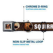 Dug Tongue Out Pose Full Color Black Seatbelt Buckle Collar - Dug 3-Poses/SQUIRREL! Brown/Yellow/White