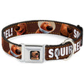 Load image into Gallery viewer, Dug Tongue Out Pose Full Color Black Seatbelt Buckle Collar - Dug 3-Poses/SQUIRREL! Brown/Yellow/White
