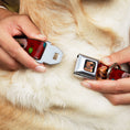 Load image into Gallery viewer, Dug Tongue Out Pose Full Color Black Seatbelt Buckle Collar - Dug 4-Poses/Balloons/Paw Print Reds
