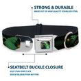 Load image into Gallery viewer, Oogie Boogie Face CLOSE-UP Full Color Seatbelt Buckle Collar - Oogie Boogie 4-Poses Black/Yellow/Green
