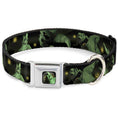 Load image into Gallery viewer, Oogie Boogie Face CLOSE-UP Full Color Seatbelt Buckle Collar - Oogie Boogie 4-Poses Black/Yellow/Green
