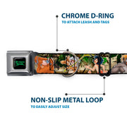 THE JUNGLE BOOK Full Color Black/Green Seatbelt Buckle Collar - The Jungle Book I Wanna Be Like You 4-Character Scene