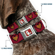 Alice in Wonderland Queen Face Full Color Red Seatbelt Buckle Collar - Alice in Wonderland Queen's Hearts Reds/Black/Gold