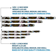 Alice in Wonderland Clock Full Color Black/Gold/White Seatbelt Buckle Collar - White Rabbit Poses LOOKING FOR WONDERLAND/Clocks Black/Golds