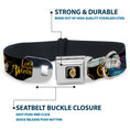 Load image into Gallery viewer, Alice in Wonderland Clock Full Color Black/Gold/White Seatbelt Buckle Collar - White Rabbit Poses LOOKING FOR WONDERLAND/Clocks Black/Golds
