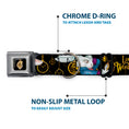 Load image into Gallery viewer, Alice in Wonderland Clock Full Color Black/Gold/White Seatbelt Buckle Collar - White Rabbit Poses LOOKING FOR WONDERLAND/Clocks Black/Golds
