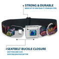 Load image into Gallery viewer, Dory Pose3/Swirls Full Color Blues Seatbelt Buckle Collar - Dory 4-Hiding Poses Under the Sea
