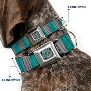 Alice Through the Looking Glass Cheshire Cat Pose Full Color Black Seatbelt Buckle Collar - Cheshire Cat Stripes Gray/Teal/Black