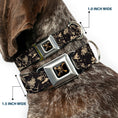 Load image into Gallery viewer, Pirates of The Caribbean Dead Men Tell No Tales Skull Icon Full Color Black Seatbelt Buckle Collar - Pirates Skulls Scattered/Splatter Black/Tan/Red
