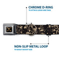 Load image into Gallery viewer, Pirates of The Caribbean Dead Men Tell No Tales Skull Icon Full Color Black Seatbelt Buckle Collar - Pirates Skulls Scattered/Splatter Black/Tan/Red
