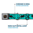 Load image into Gallery viewer, Pirates of The Caribbean Dead Men Tell No Tales Skull Icon Full Color Black Seatbelt Buckle Collar - Pirates Skull & Crossbones/Sharks Turquoise/Black
