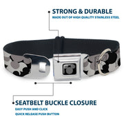 Mickey Mouse Head Silhouette Black Silver Seatbelt Buckle Collar - Mickey Mouse Head Stacked Black/Grays