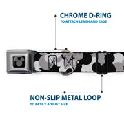 Mickey Mouse Head Silhouette Black Silver Seatbelt Buckle Collar - Mickey Mouse Head Stacked Black/Grays