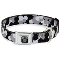 Load image into Gallery viewer, Mickey Mouse Head Silhouette Black Silver Seatbelt Buckle Collar - Mickey Mouse Head Stacked Black/Grays
