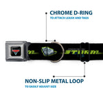 CARS 3 Emblem Full Color Black Silver Red Seatbelt Buckle Collar - Cars 3 JACKSON STORM Pose/STRIPE Black/Greens