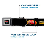 CARS 3 Emblem Full Color Black Silver Red Seatbelt Buckle Collar - Cars 3 LIGHTNING MCQUEEN Pose/Bolt Black/Yellows