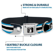 Alice Silhouette Cameo Pose Black White Seatbelt Buckle Collar - Alice in Wonderland Stripe/Bow Silhouette Blue/Black/White